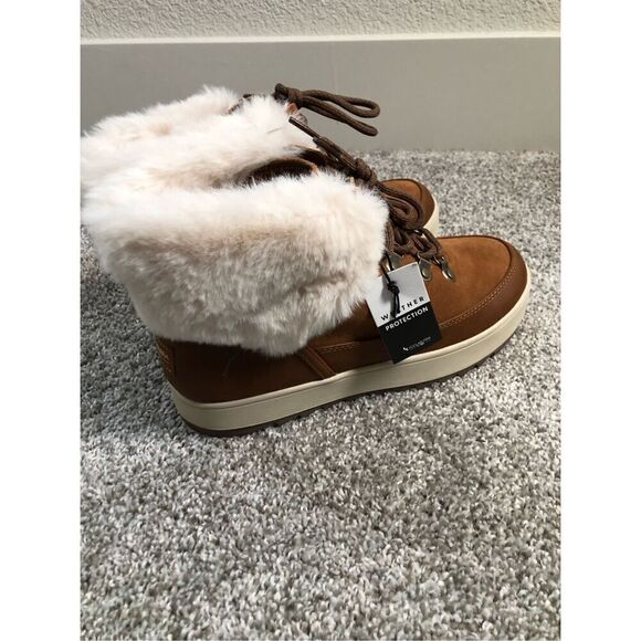 Koolaburra UGG Suede Tynlee Fuzzy Waterproof Boots Chestnut Women’s Size 8 - Picture 3 of 7